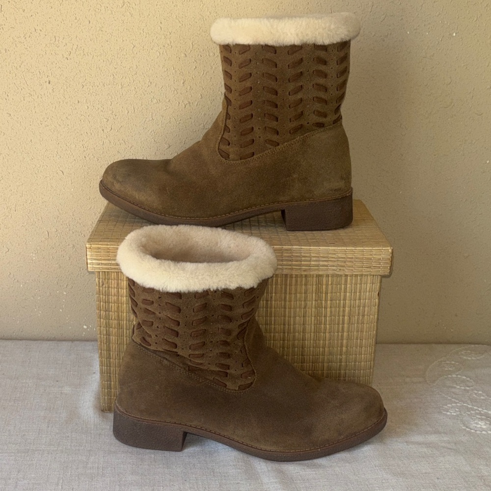 Abeo Suede Shearling-Lined Ankle Boots